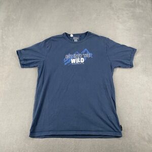 Quechua Out Into The Wild Navy Blue Graphic T-Shirt Mens Large Mont Blanc Valley
